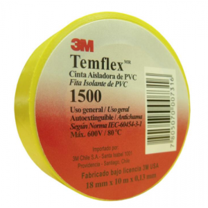 Cinta Eléctrica Temflex 1500 18mm x 10 mts. Amarilla