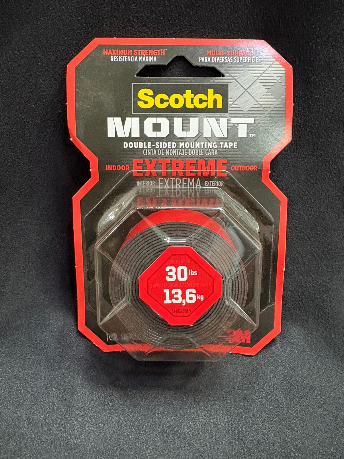 Cinta de Montaje 3M 414 Extra Fuerte Negra 25m m x 1,5 mts